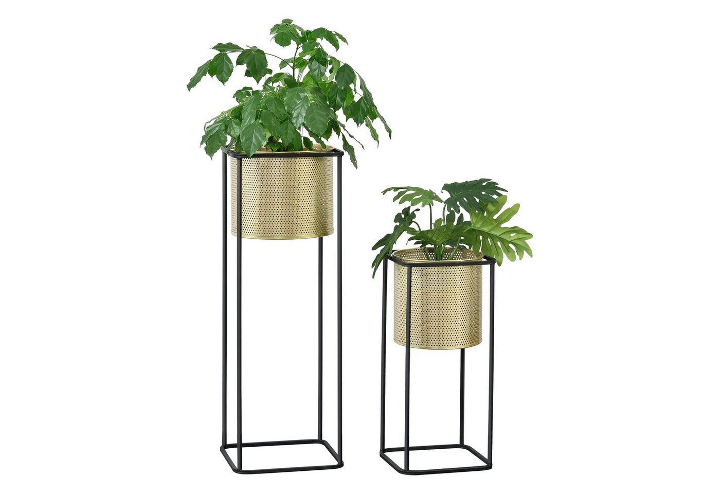 en.casa Blumenständer (Set, 2er), »Mettet« Pflanzenständer 2er Set Metall Goldfarben/Schwarz Bild 5