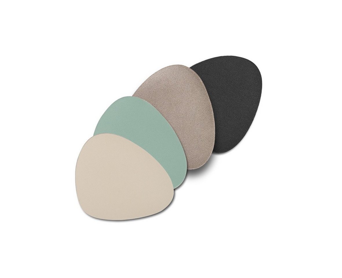 Zeller Present Glas untersetzer-Set, Kunstleder (100% PVC), 6-tlg., Kunstleder, taupe, 12 x 10 cm Bild 2