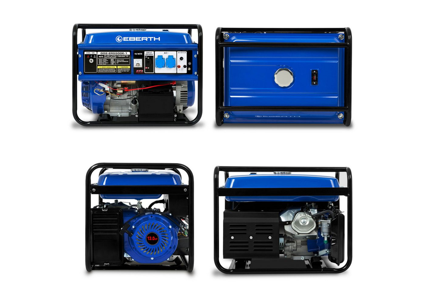 EBERTH Stromerzeuger 5500 Watt Notstromaggregat Stromerzeuger Stromaggregat mit 13 PS, 4-Takt, luftgekühlt, 2x 230V, 1x 12V, E-Starter Bild 2