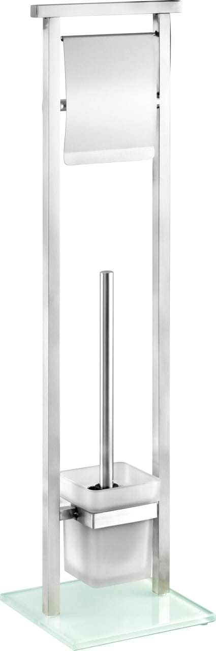 WENKO Stand-WC-Garnitur »Debar«, Edelstahl/Glas, silberfarben