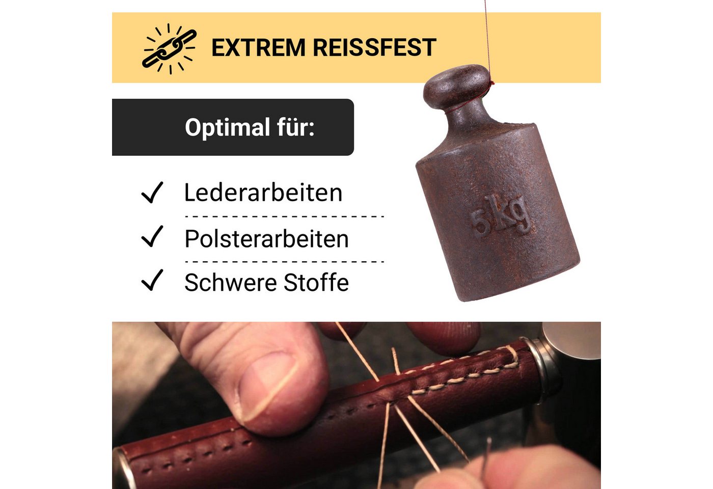 Langlauf Schuhbedarf Ledergarn gewachst 0,8mm - 250m Sattlergarn 100% Polyester Nähgarn Bild 2