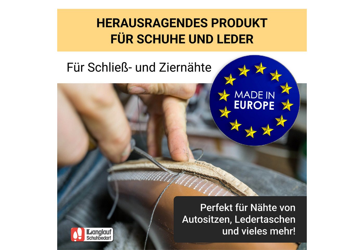 Langlauf Schuhbedarf Ledergarn gewachst 0,8mm - 250m Sattlergarn 100% Polyester Nähgarn Bild 4
