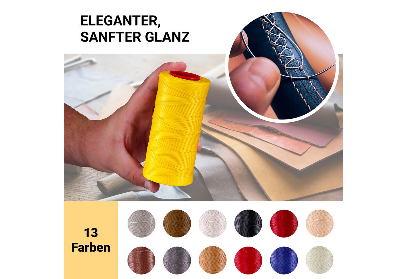 Langlauf Schuhbedarf Ledergarn gewachst 0,8mm - 250m Sattlergarn 100% Polyester Nähgarn Bild 5