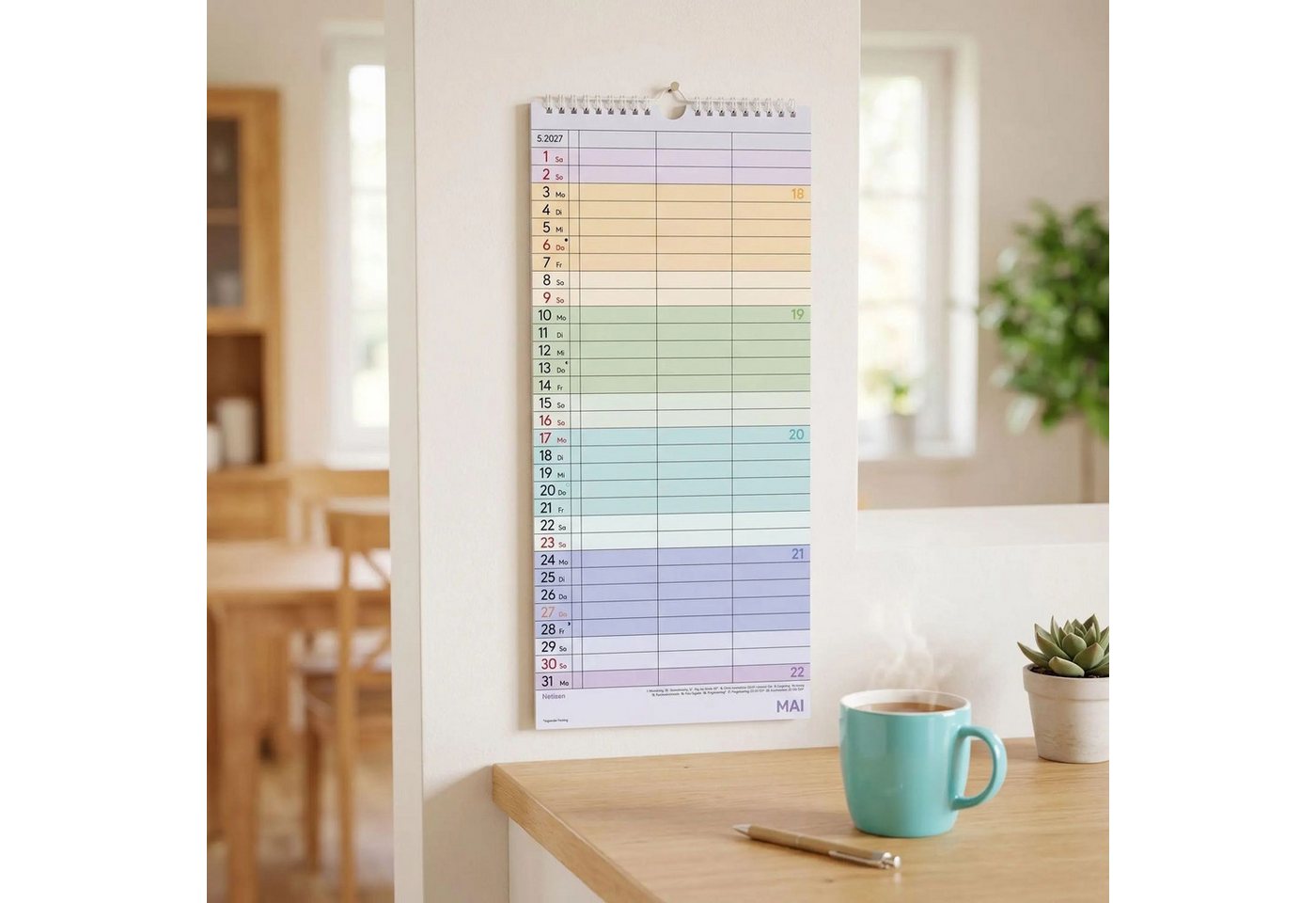 NEUMANN Wandkalender Superplaner Farbenfroh - 3 Spalten 2027 Bild 2