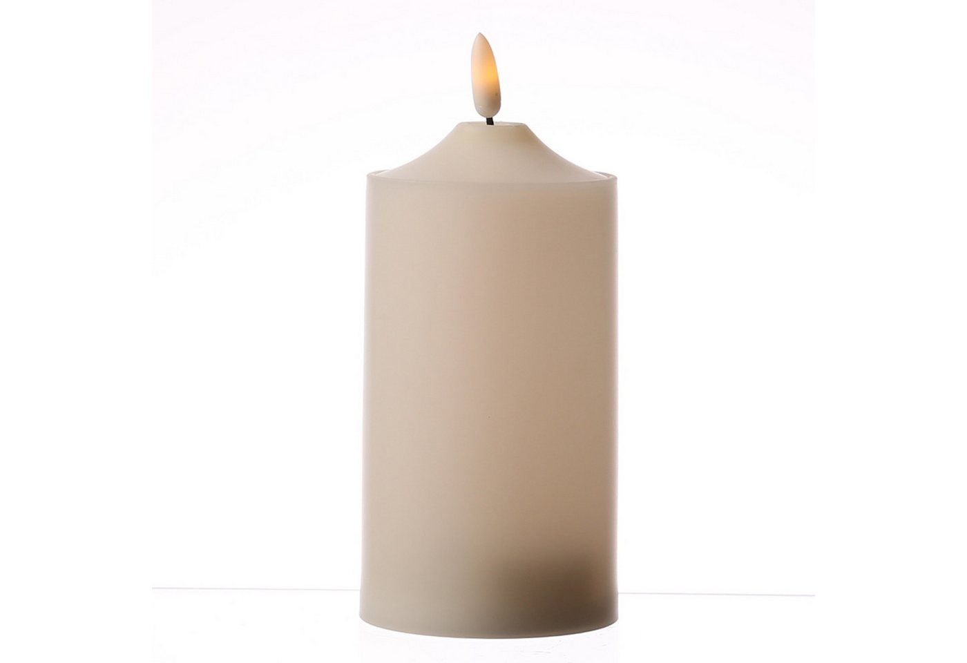 MARELIDA LED-Kerze für Außen flackernde Flamme H: 17cm D: 7,5cm outdoor Timer creme, LED Classic, warmweiß (2100K bis 3000K)