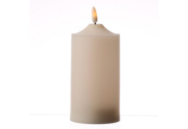 MARELIDA LED-Kerze für Außen flackernde Flamme H: 17cm D: 7,5cm outdoor Timer creme, LED Classic, warmweiß (2100K bis 3000K)