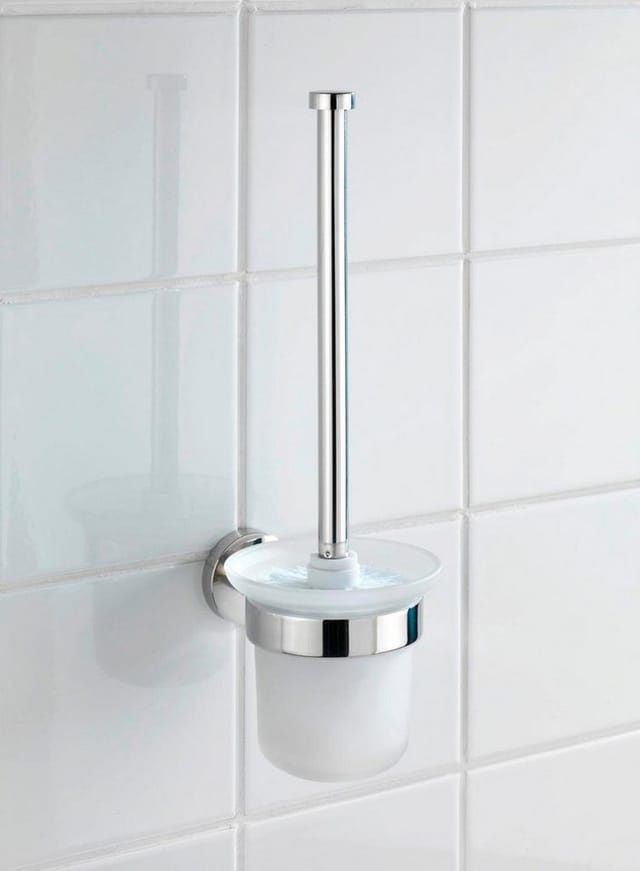 WENKO WC-Garnitur »Bosio Shine«, Edelstahl/Glas, Edelstahlfarben - silberfarben