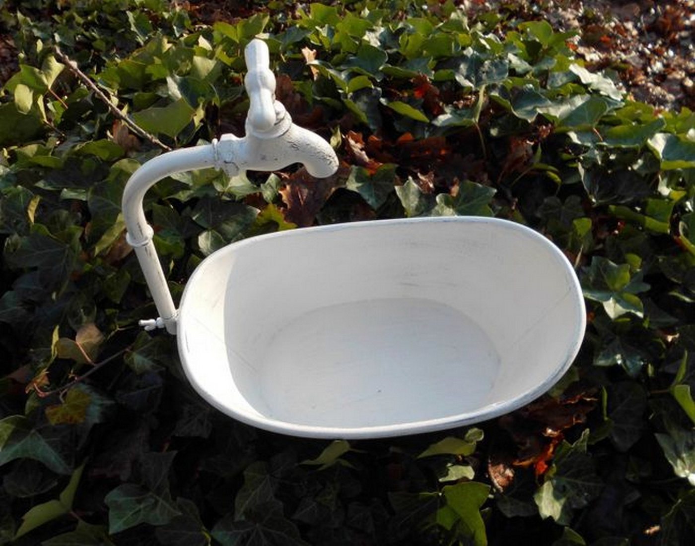 Deko-Impression Pflanzschale Wanne mit Deko-Wasserhahn Blumentopf Pflanzschale weiß 36 cm (1 St) Bild 2