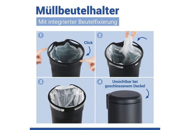 WENKO Mülleimer »Leman«, Höhe: 25 cm, schwarz