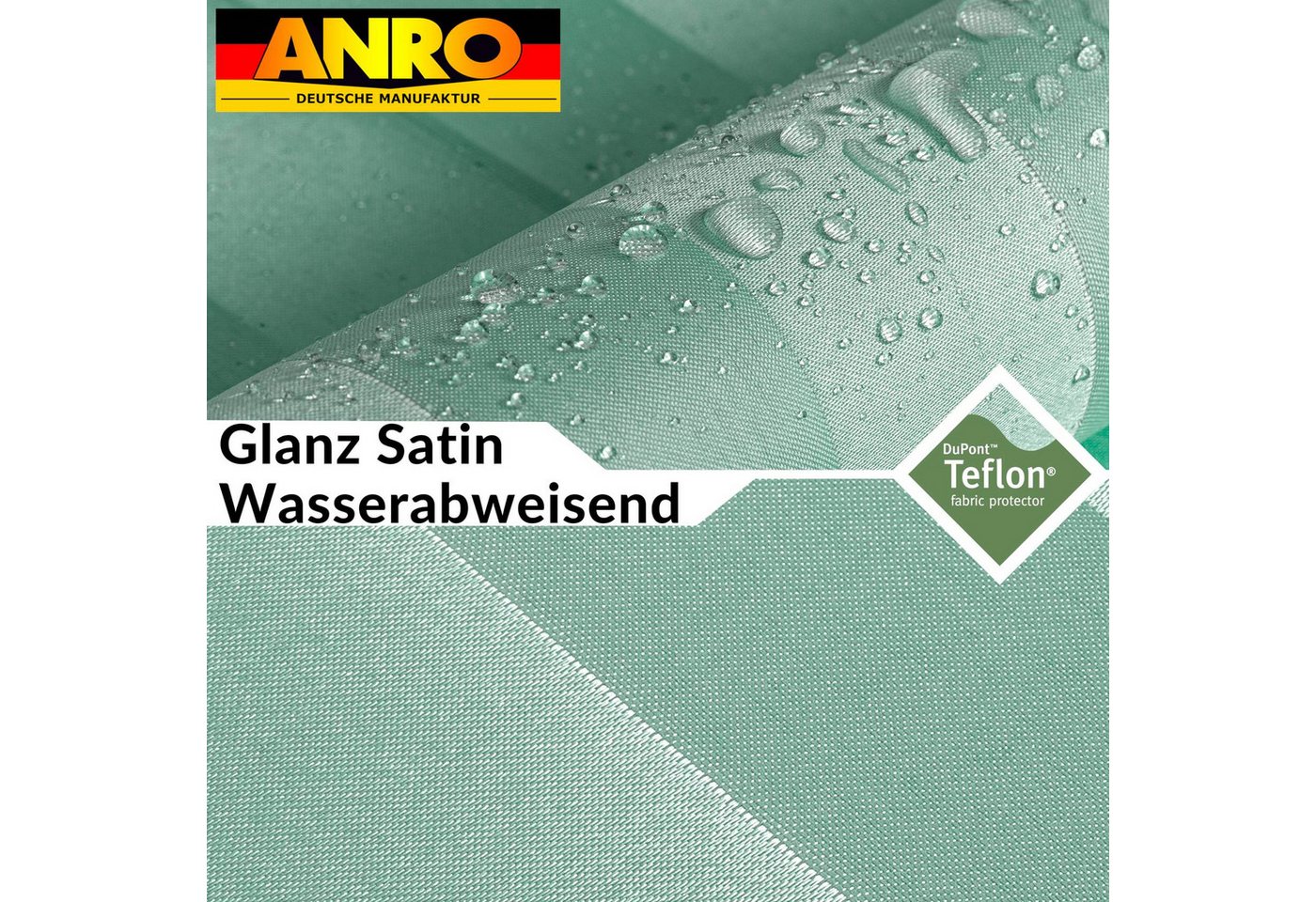 ANRO Duschvorhang aus Italien hochwertiger Badevorhang Textil mit Ösen und Haken Breite 180 cm (Packung, 1-tlg., Duschvorhang inkl. Aufhängeringe), robuster Vorhang Stangenaufhängung in Größe 200x180cm in grün Bild 3