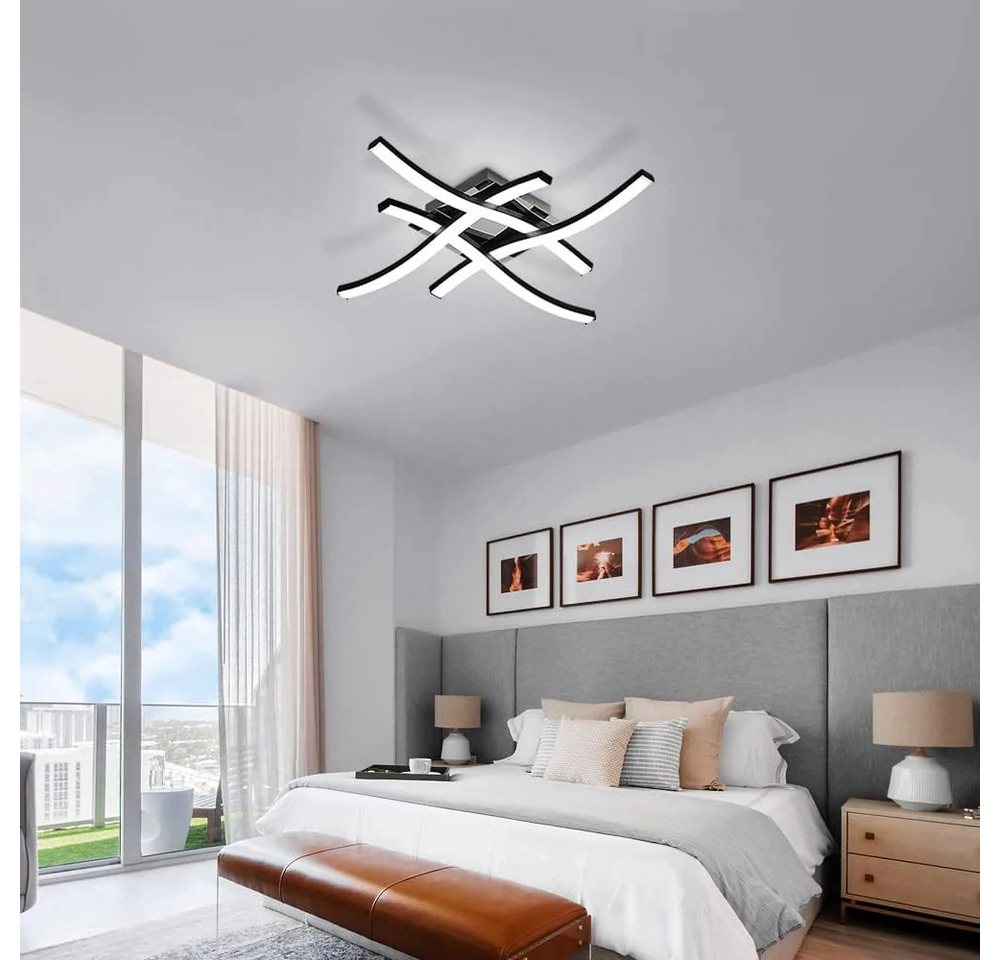Riserva LED Deckenleuchte Moderne 4-Zacken LED Deckenleuchte Schwarz 24W Weißlicht für Zuhause, LED wechselbar Bild 3