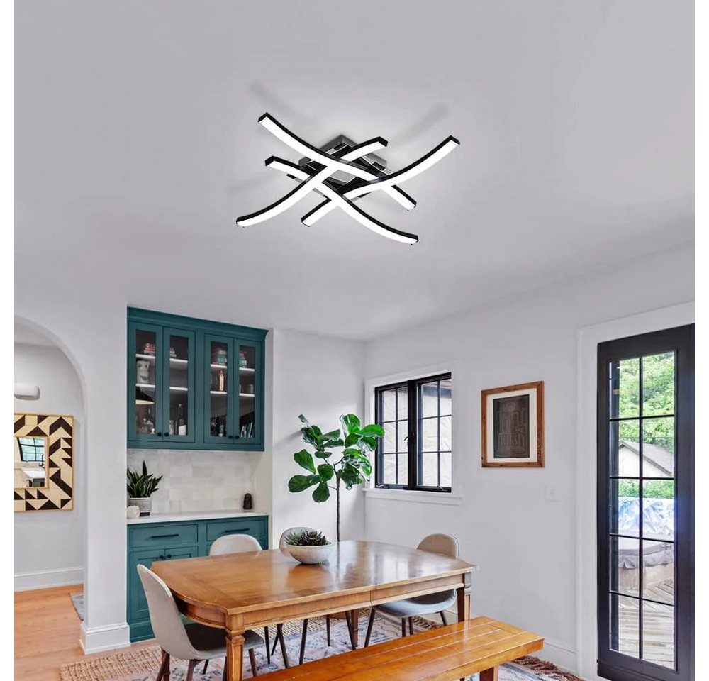 Riserva LED Deckenleuchte Moderne 4-Zacken LED Deckenleuchte Schwarz 24W Weißlicht für Zuhause, LED wechselbar Bild 4
