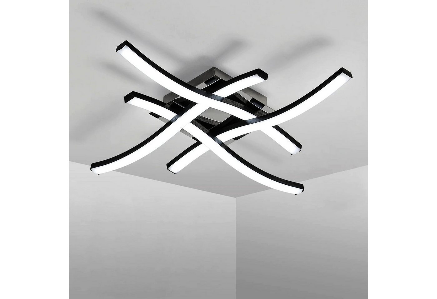 Riserva LED Deckenleuchte Moderne 4-Zacken LED Deckenleuchte Schwarz 24W Weißlicht für Zuhause, LED wechselbar Bild 5