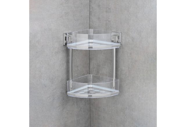 WENKO Bad-Eckregal »Quadro«, HxT: 32,5 x 19,5 cm, chromfarben - silberfarben