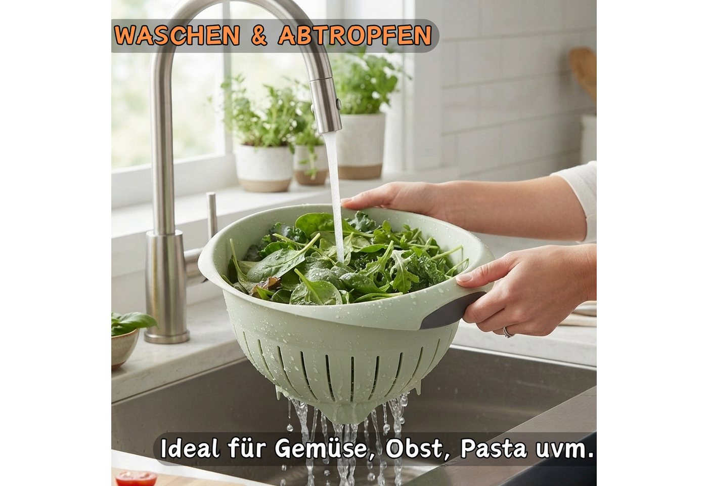 Engelland Nudelsieb Abtropfsieb, Seiher, Kunststoff, (Vorteils-Set, 2-St., Ø 24,5 cm), spülmaschinengeeignet, BPA-frei, lebensmittelecht
