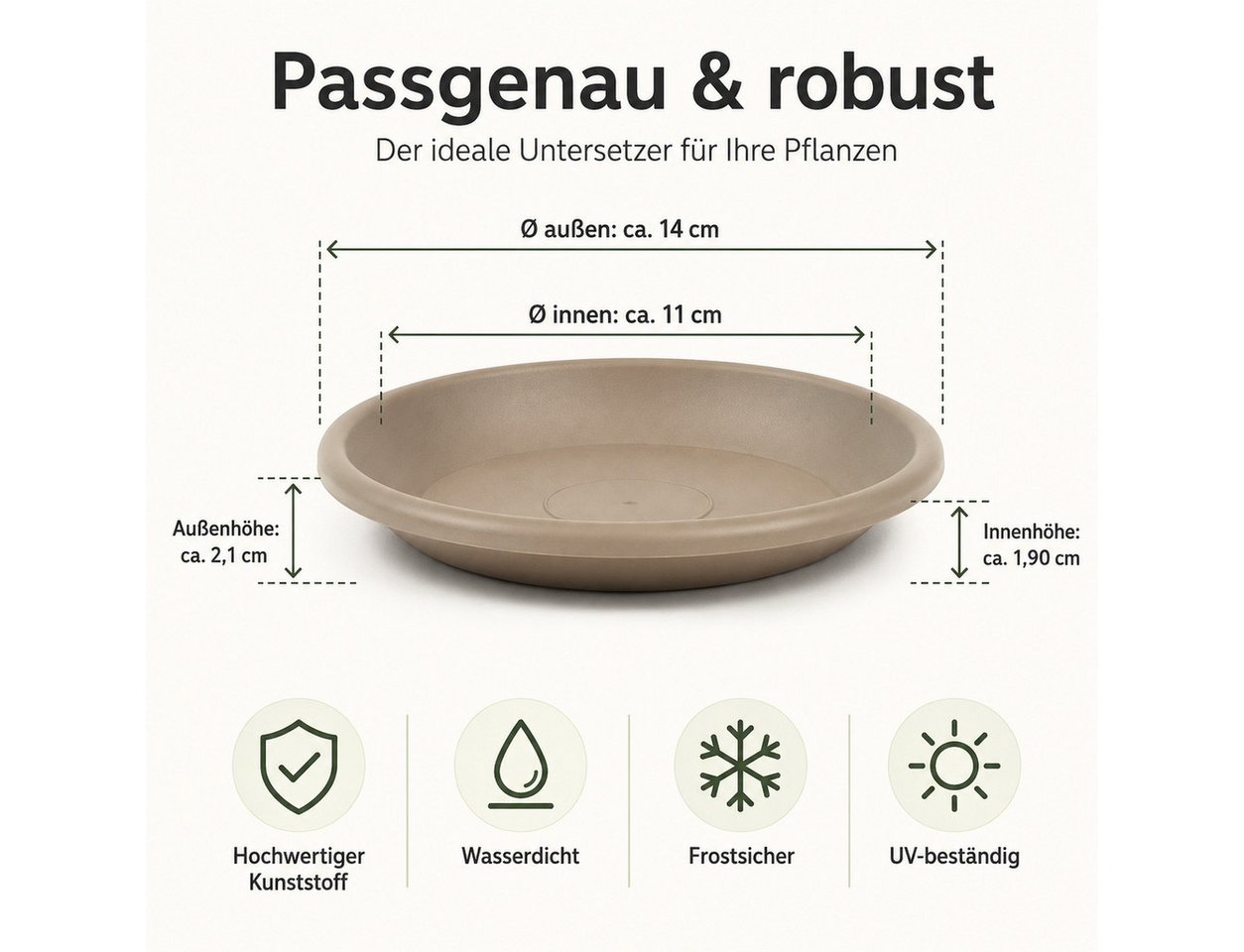 Testrut Blumentopfuntersetzer Pflanztopf Untersetzer taupe robust für saubere Flächen, Zubehör für Pflanztopf Fiona Bild 5