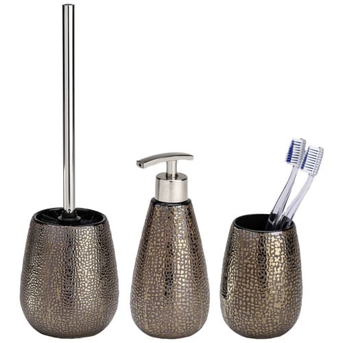 WENKO Bad-Accessoire-Set »Marrakesh«, Keramik, glänzend, braun