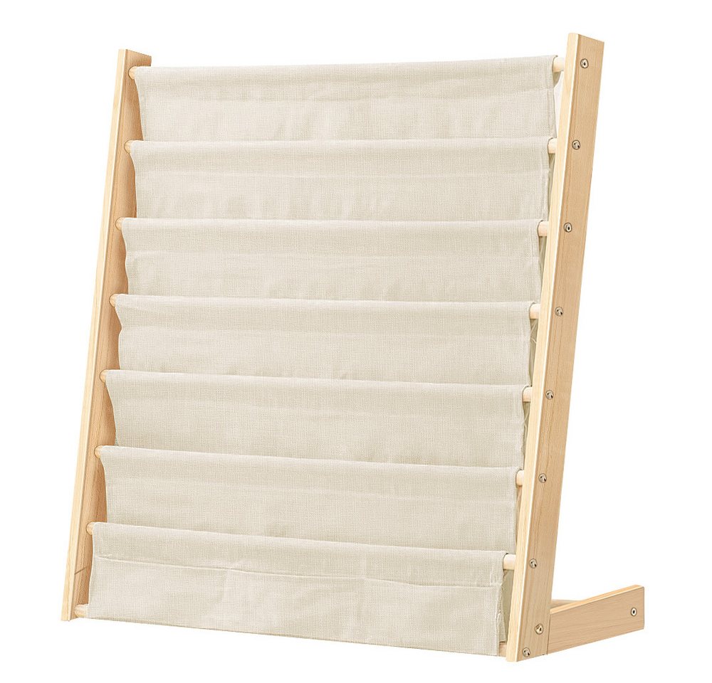 JEOBEST Bücherregal Kinder Bücherregal, Kinder-Bilderbuchregal, 7-Stöckige, Holz, Naturbeige