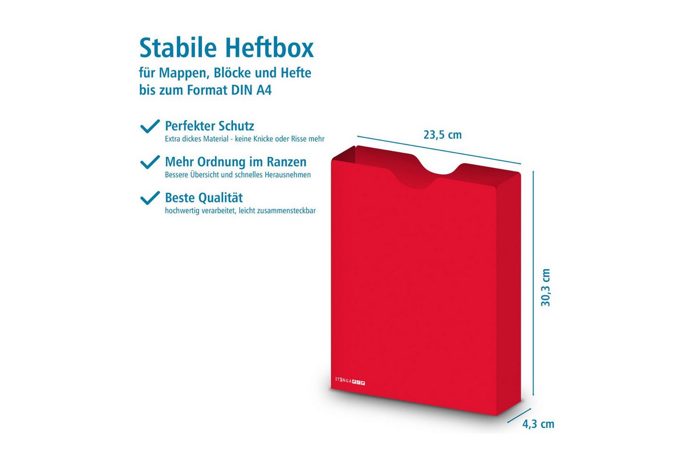 itenga Organisationsmappe itenga Heftbox DIN A4 Hochformat aus PP rot Bild 2
