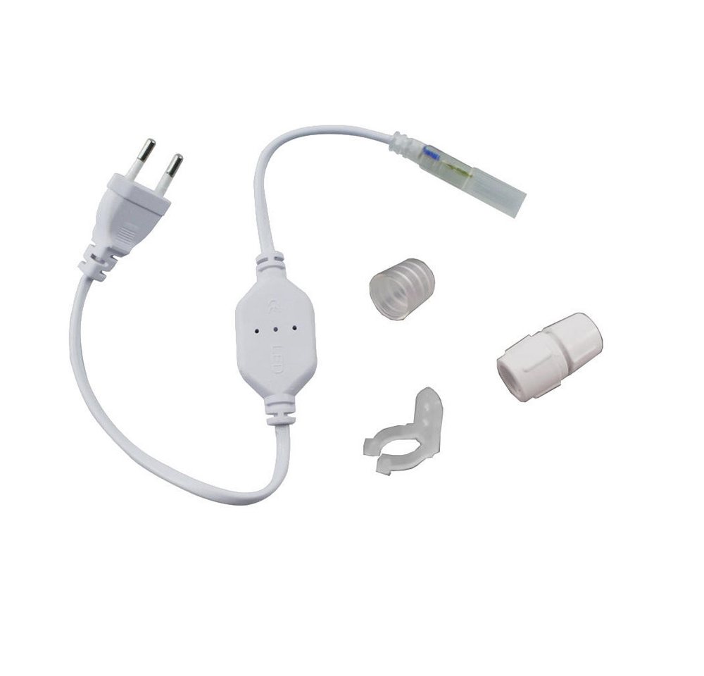 Trade-Shop LED-Lichterschlauch LED-Beleuchtung 36 LED/Meter für Balkon Terrasse Garten, Kaltweiß 5m, Länge des Stromkabels: ca. 40cm / Set mit Endkappe und Montageclips Bild 3