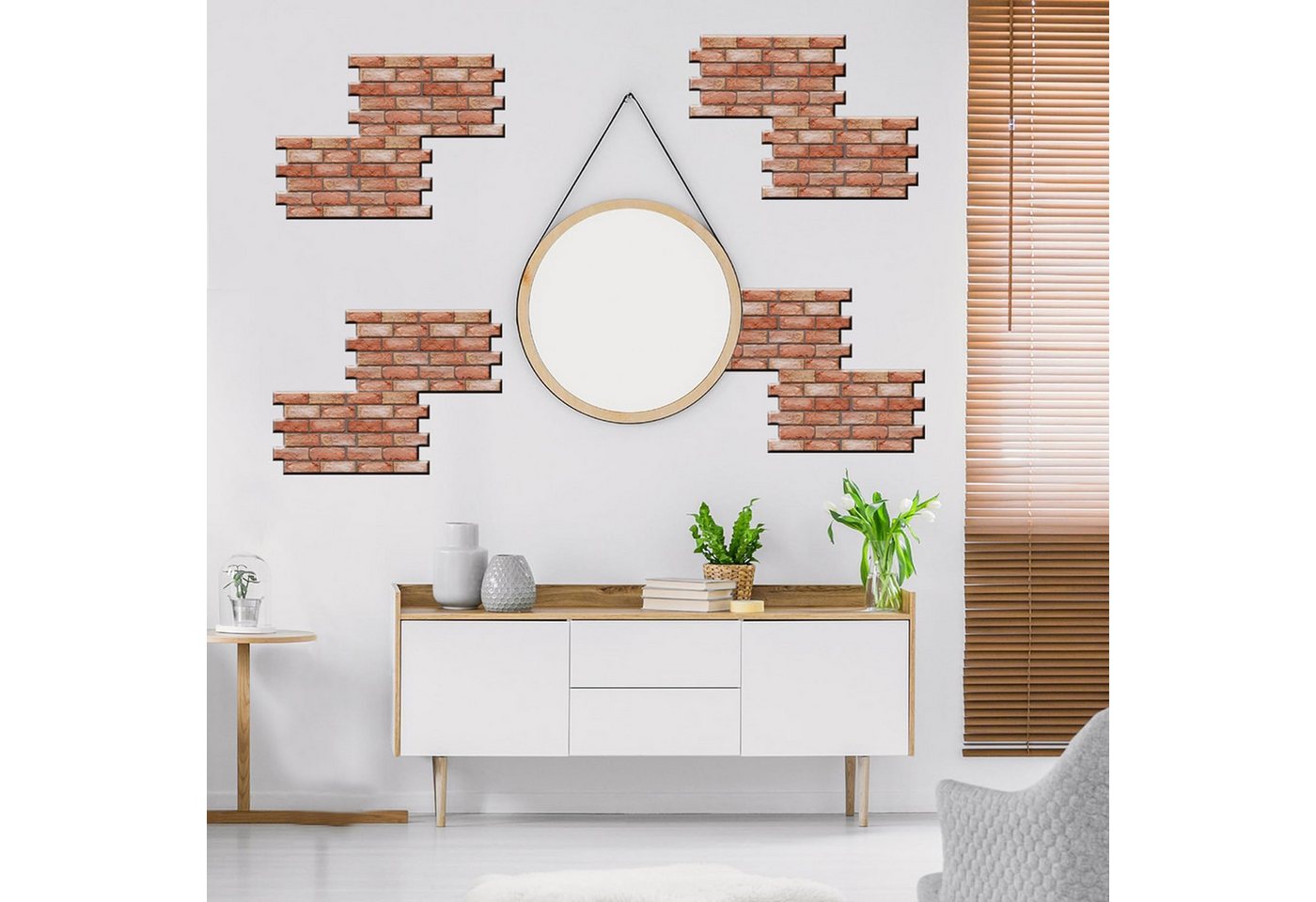 BlingBin 3D Wandpaneel Wandpaneele Selbstklebend Steinoptik Wandfliesen Innenwanddekoration, BxL: 30x30 cm, 0,09 qm, (10er Set, 10-tlg., Küchenrückwand Tapete,Wasserdicht PVC Backstein Tapete,30x30cm) für Wohnzimmer, Schlafzimmer, TV-Hintergrund, Innenwandgestaltung
