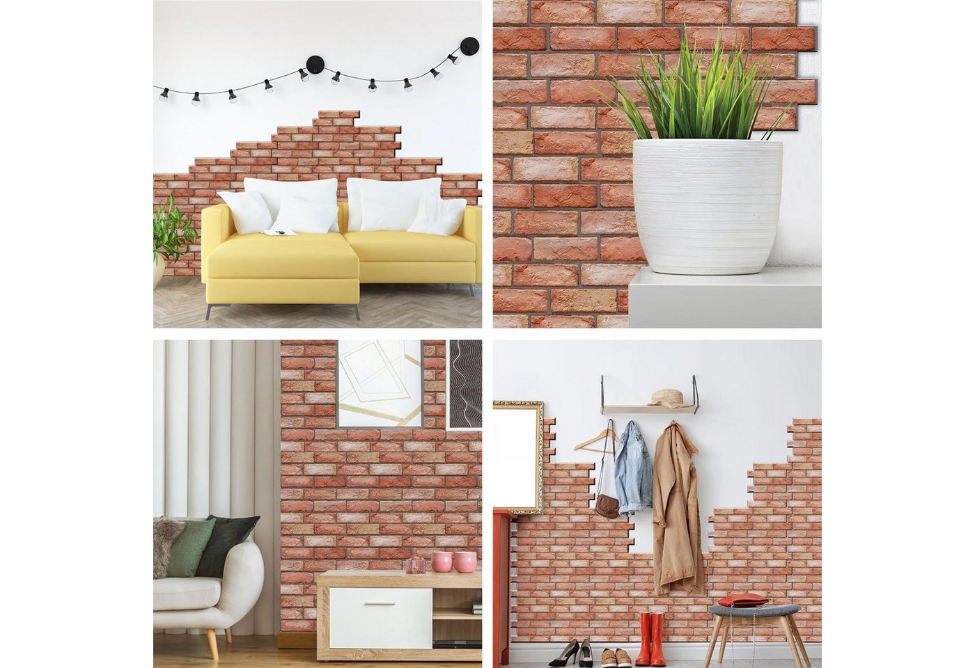 BlingBin 3D Wandpaneel Wandpaneele Selbstklebend Steinoptik Wandfliesen Innenwanddekoration, BxL: 30x30 cm, 0,09 qm, (10er Set, 10-tlg., Küchenrückwand Tapete,Wasserdicht PVC Backstein Tapete,30x30cm) für Wohnzimmer, Schlafzimmer, TV-Hintergrund, Innenwandgestaltung Bild 5