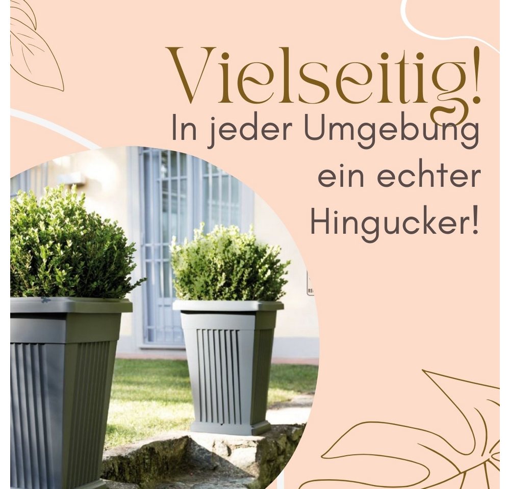 GarPet Pflanzkübel 2er Set Pflanz Kübel Pyramide Groß Außen Blumen Untersetzer 50 Grau Bild 5