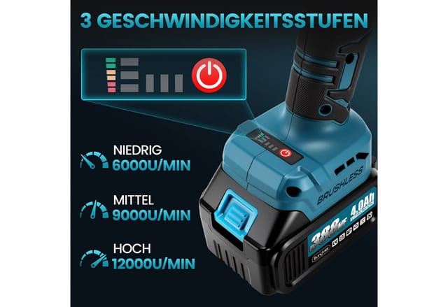 Bundviel Akku-Winkelschleifer Elektrischer Winkelschleifer 21V Bürstenloser Motor Trennschleifer, max. 12000 U/min, 12000 U/min, Ø 125mm inkl. 2×4,0Ah Akku und Ladegerät
