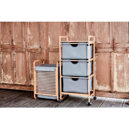 WENKO Wäschetruhe »Bahari«, BxHxL: 40 x 60 x 35 cm, Naturmaterial - grau