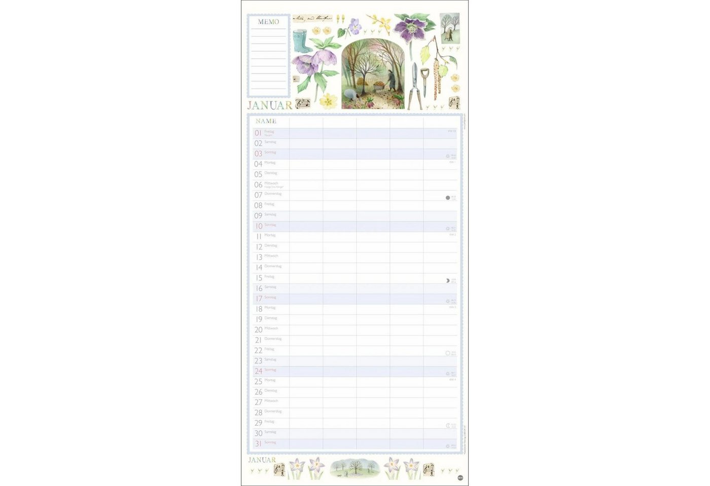 HEYE Wandkalender Judith Glover: Familienplaner 2027