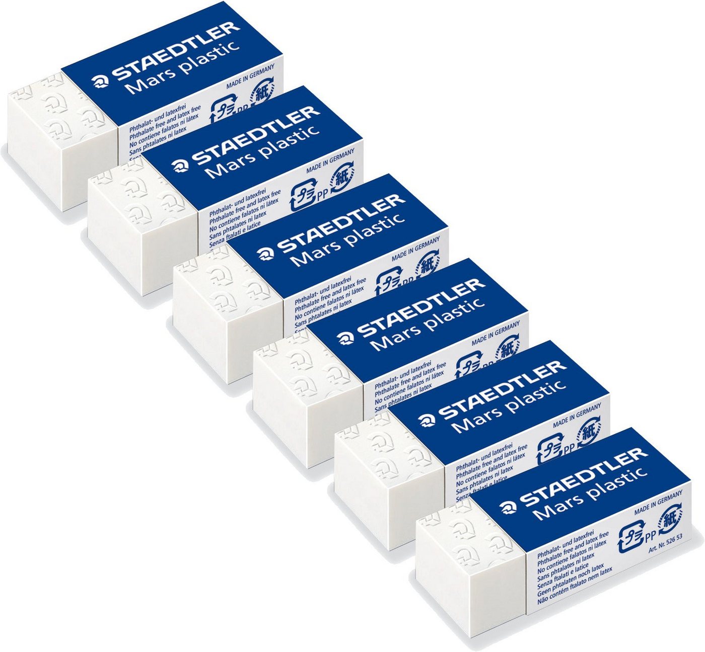 STAEDTLER Radiergummi Staedtler Radierer Mars plastic mini, phthalat- und latexfrei, 6 Stück, Für präzises Radieren, umweltfreundlich