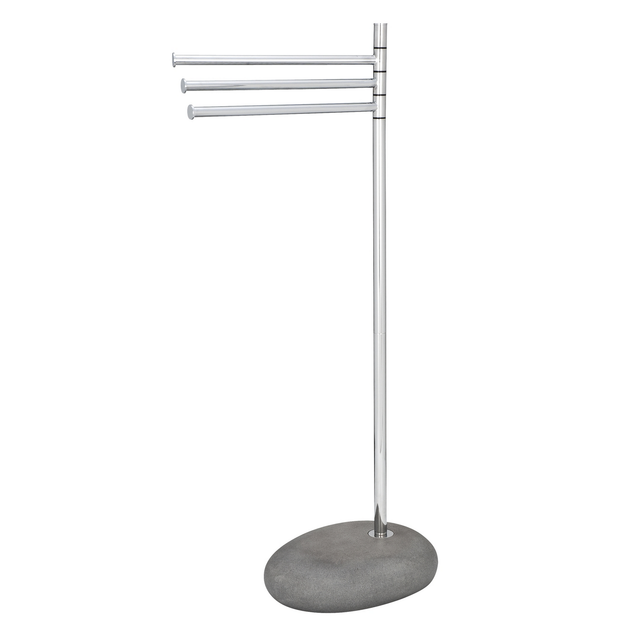 WENKO Handtuchstange »Pebble Stone Grey«, polyresin/Stahl, chromfarben - silberfarben