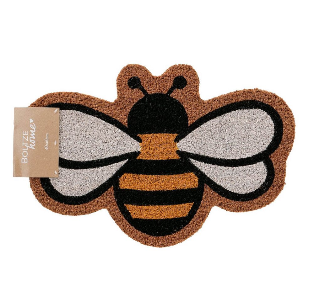 BOLTZE Fußmatte Fußmatte SUMSI natur schwarz weiß gelb Bienenform Deko Bienen 60x40cm Bild 2