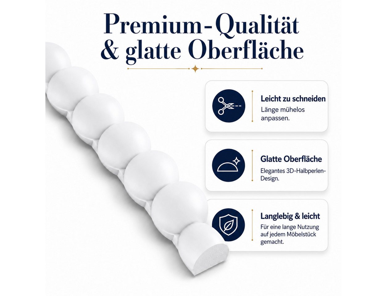 BlingBin Zierleiste PVC Zierleiste selbstklebend, 15 mm x 6 m, überstreichbare, selbstklebend, PVC, 2er Set, 2-St., Wandleiste, Zuschneiden, Dekorleiste für Wandfliesen und Möbelkanten Bild 2