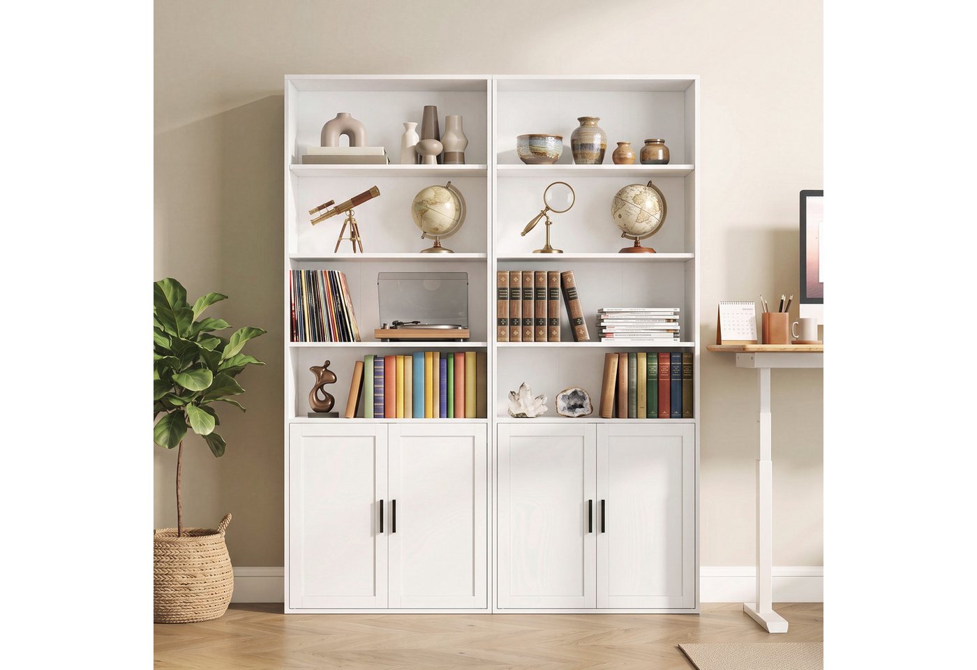 VASAGLE Bücherregal Standregal mit Tür, 2 -tlg., 6-stöckiges hohes Regal, offenen Fächern, 24 x 60 x 175 cm Bild 5
