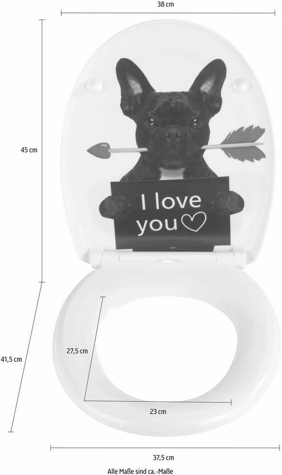 WENKO WC-Sitz »Guilty Dog«, Duroplast, oval, mit Softclose-Funktion - bunt