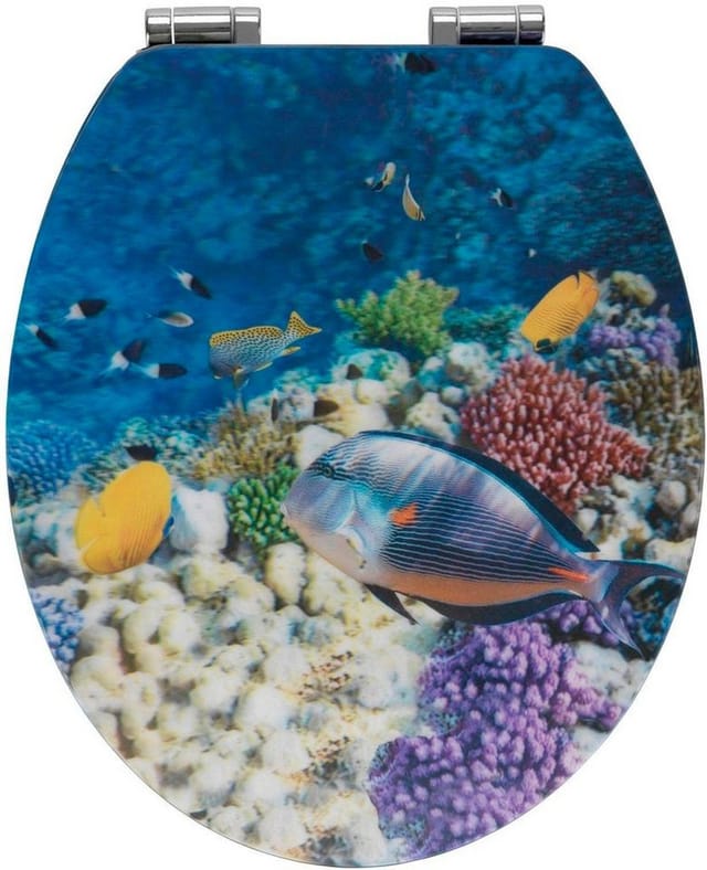 WENKO WC-Sitz »Fish«, MDF, oval, mit Softclose-Funktion - bunt