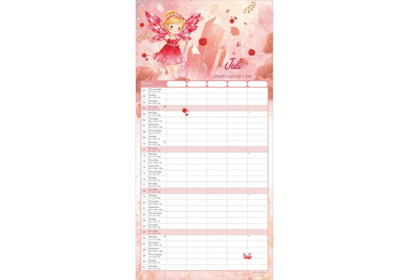 NEUMANN Wandkalender Familienplaner Feenzauber 2027 Bild 4