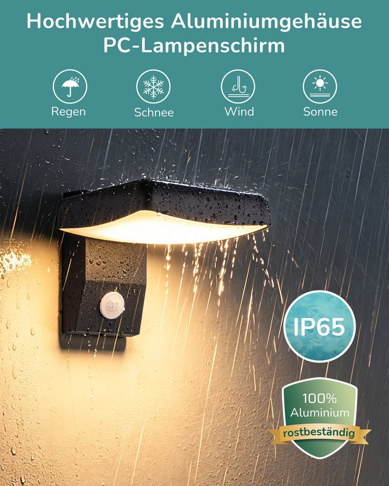 EDISHINE LED Außen-Wandleuchte 350° drehbar, LED fest integriert, 350° drehbar, 3000K, für Haustür, Garten, Terrasse und Garage Bild 5