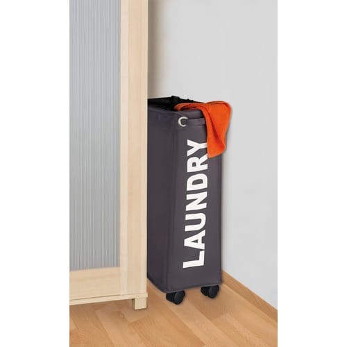 WENKO Wäschesammler, BxHxL: 18,5 x 60 x 40 cm, Polyester - grau