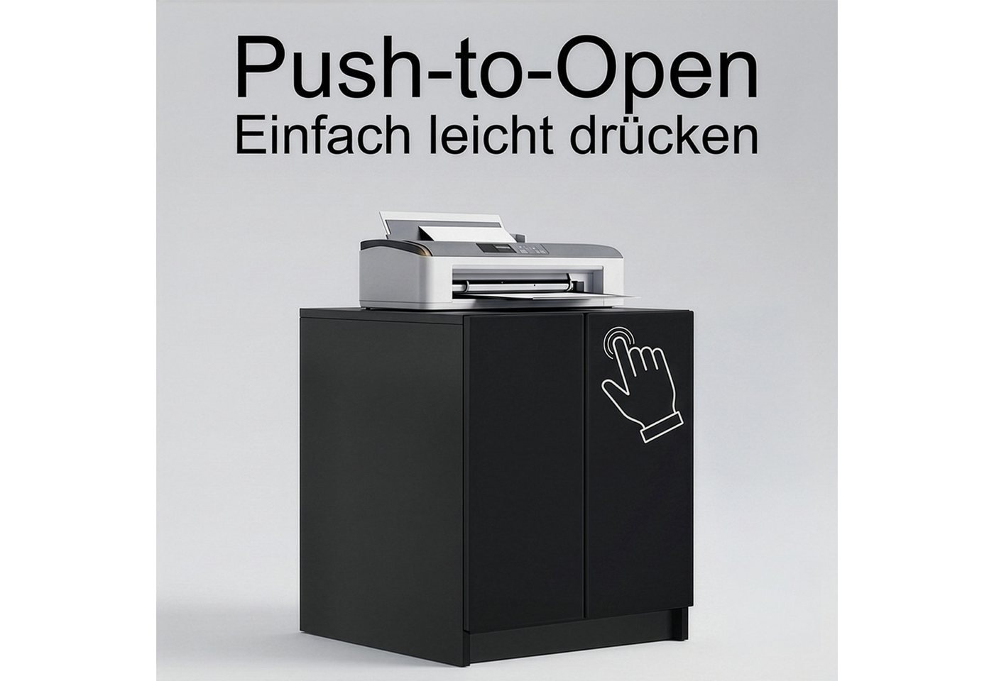 InnoFurn Aktenschrank Elona Druckerkommode (Druckertisch, Extra Tief für Drucker) Druckerschrank Soft-Close & Push-to-Open, Made in Germany Bild 4