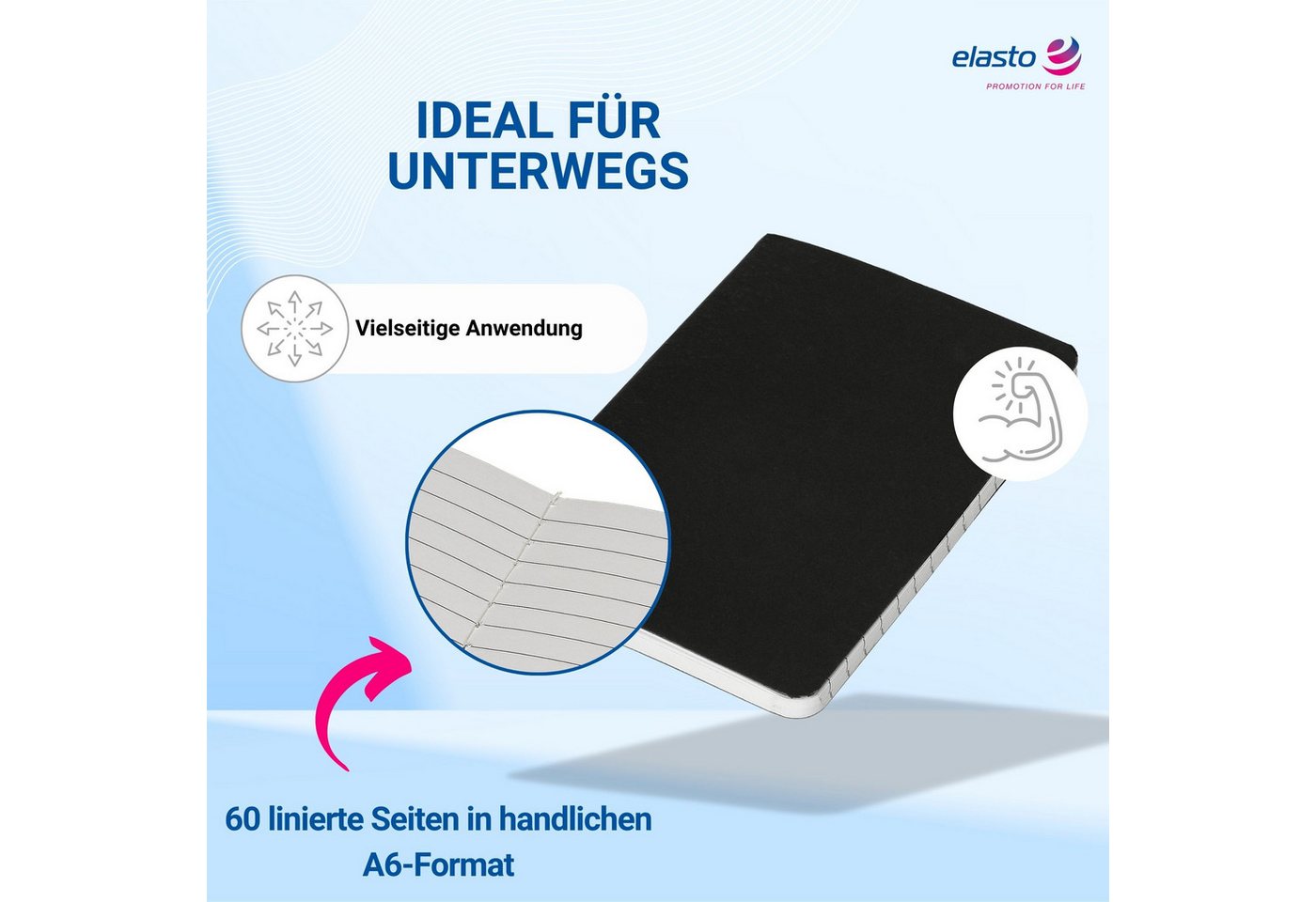 elasto Notizbuch Notizbuch A5 liniert Tagebuch aus Kraftpapier Bild 4