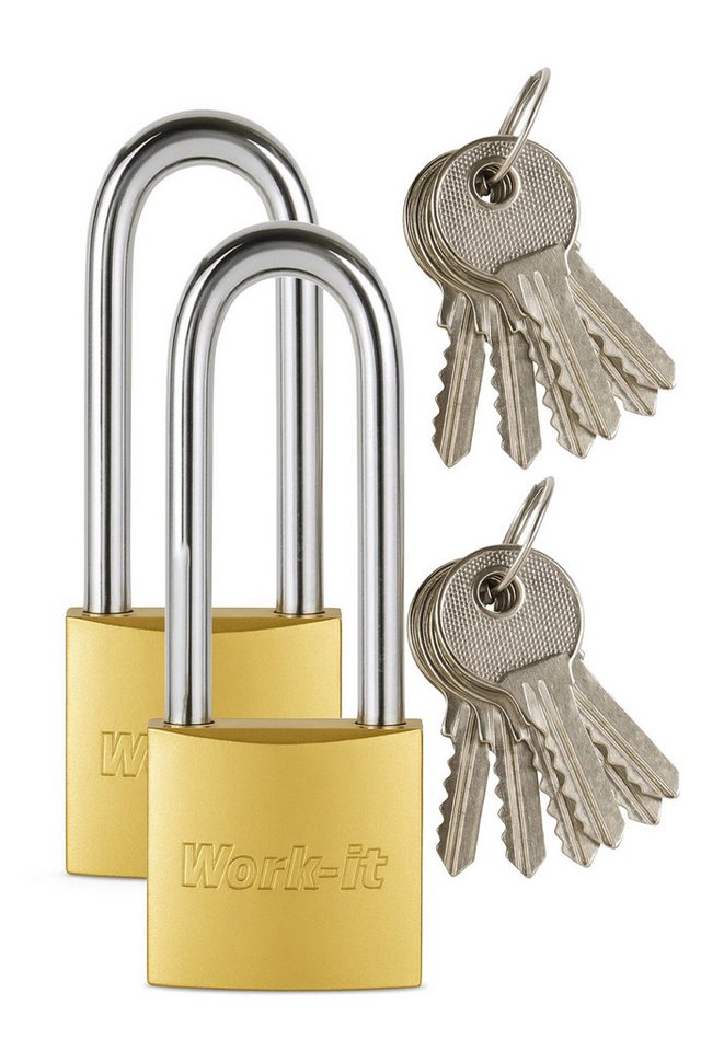 Toko Vorhängeschloss 1 Vorhängeschloss + 6 Schlüssel hoher Bügel gehärtetem Metall, (Packung, 2-tlg), 6 Schlüsseln je Schloss bietet Flexibilität