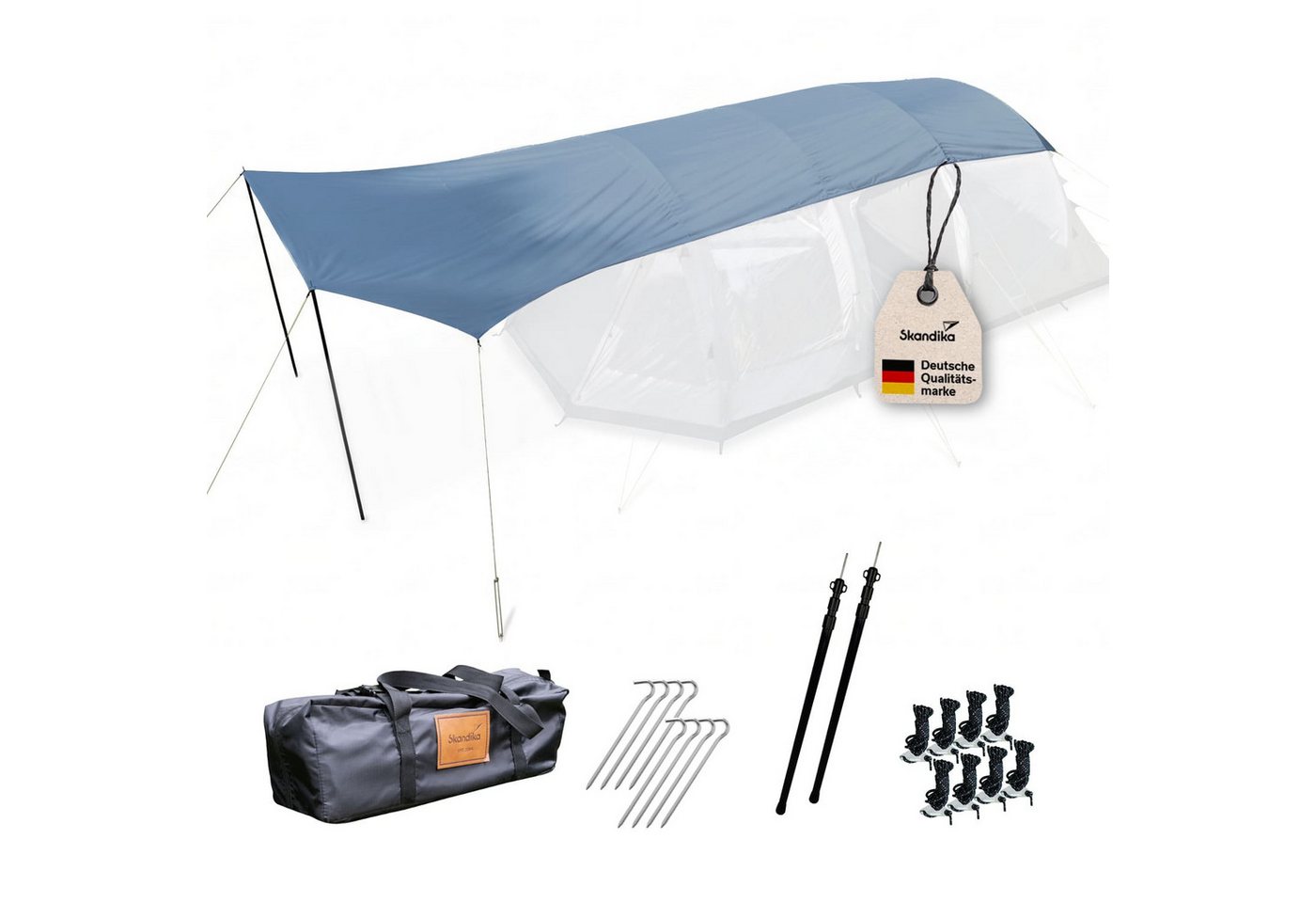 Skandika Sonnensegel Spirit, Wetterschutz mit Teleskopstangen, UV-Schutz UPF 50+, (Verstärkte Abspannpunkte mit Messingring und/oder Webbandschlaufe), Reflektierende Abspannleinen, Tragetasche, Wassersäule 3000 mm Bild 2
