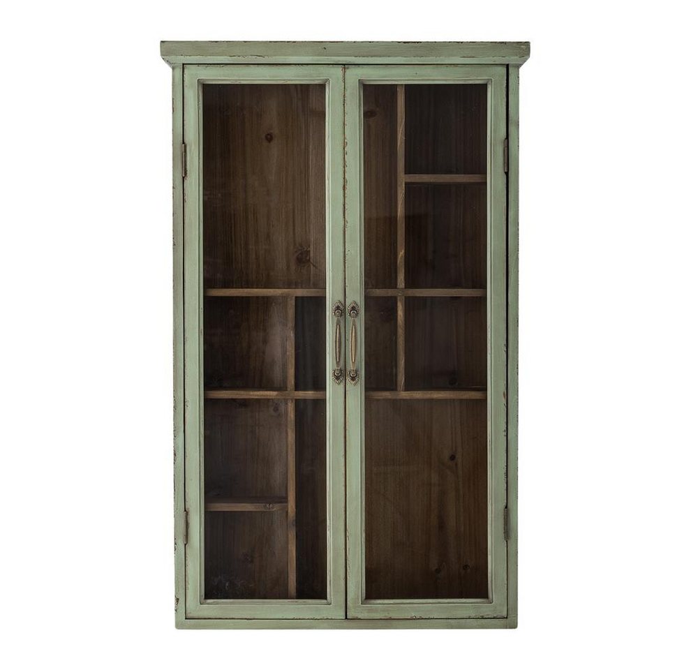 Bloomingville Wandhängeschrank Hazem Kabinett grün aus Tannenholz, dekorativer Wandschrank, Vitrinenschrank, Hängeschrank, Vintage Look, Gewürzschrank, Glasfront Bild 2