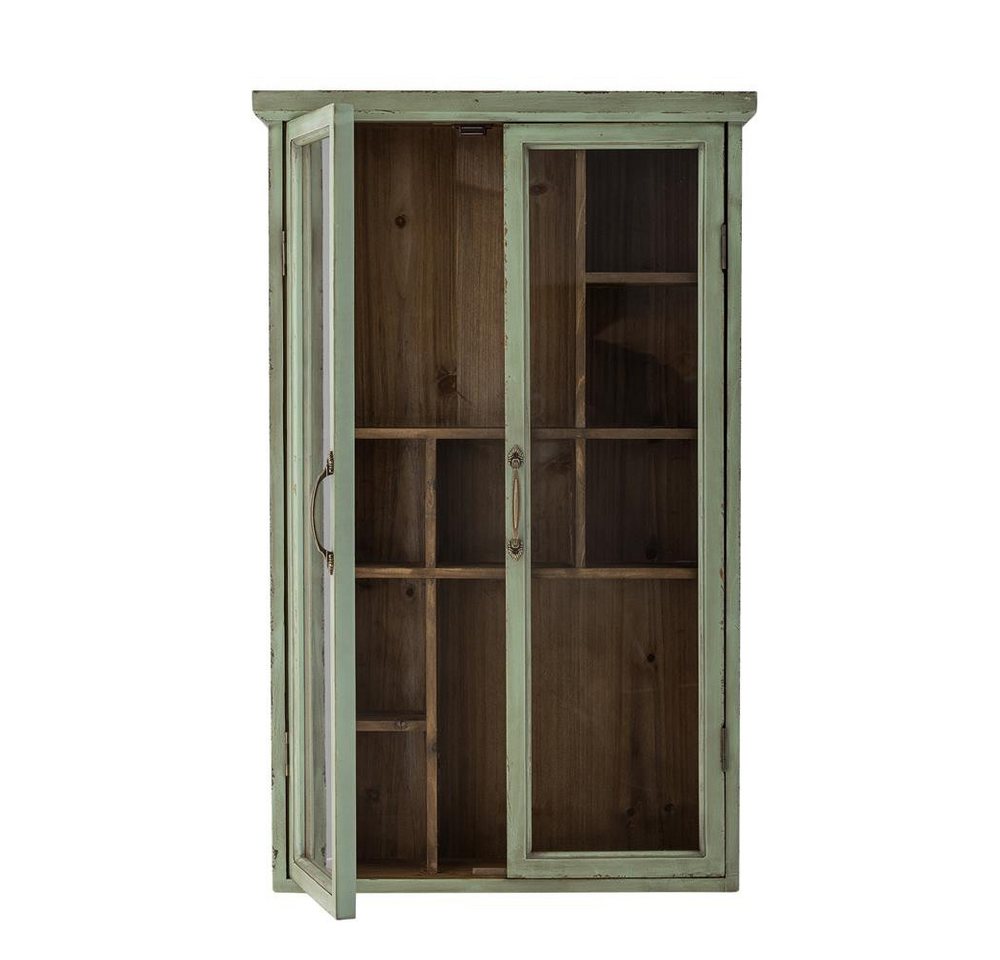Bloomingville Wandhängeschrank Hazem Kabinett grün aus Tannenholz, dekorativer Wandschrank, Vitrinenschrank, Hängeschrank, Vintage Look, Gewürzschrank, Glasfront Bild 3