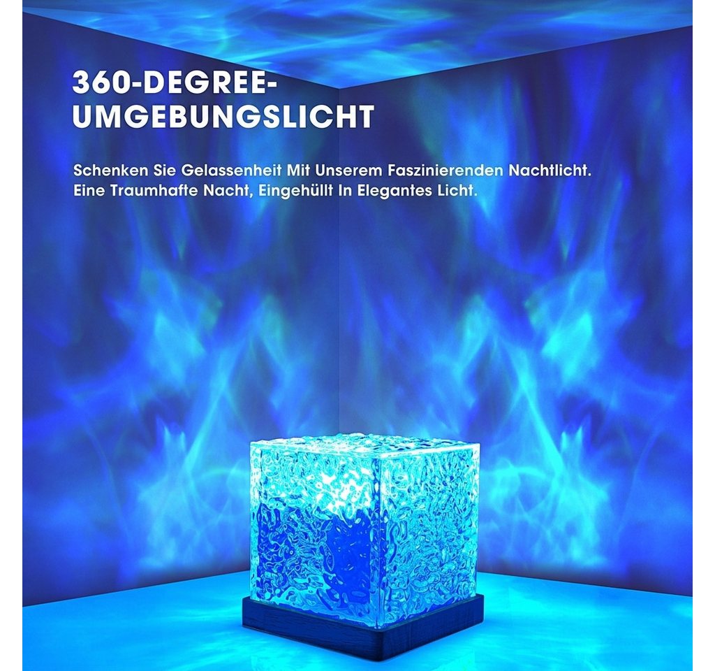 Wootoy LED Nachtlicht Wasserwellen-Lampe LED Sternenhimmel Projektor Atmosphärenlampe, LED fest integriert, Farbwechsler, Dekoleuchte für Schlafzimmer Wohnzimmer Gaming-Bereich