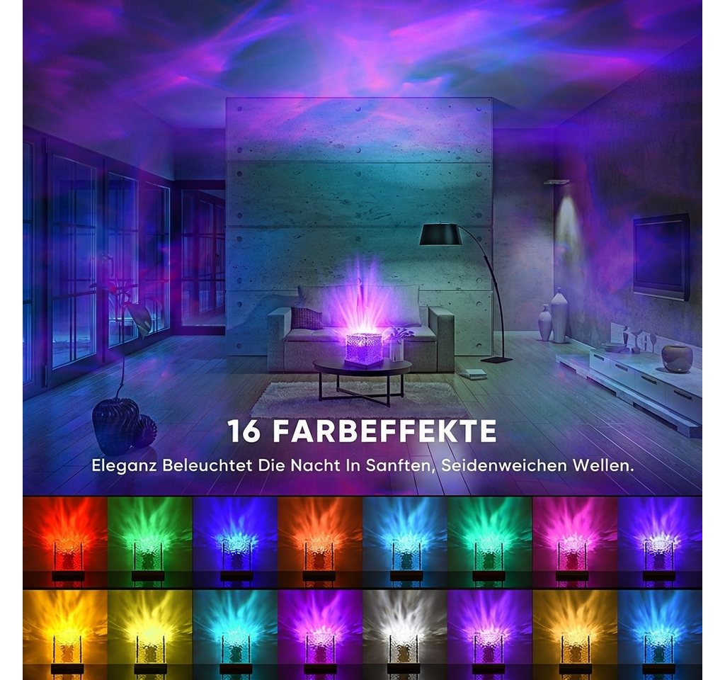 Wootoy LED Nachtlicht Wasserwellen-Lampe LED Sternenhimmel Projektor Atmosphärenlampe, LED fest integriert, Farbwechsler, Dekoleuchte für Schlafzimmer Wohnzimmer Gaming-Bereich Bild 5