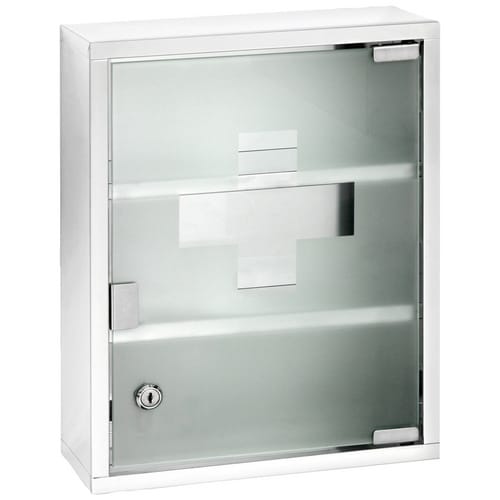 WENKO Medikamentenschrank, (BxHxT): 30 x 40 x 12 cm, Edelstahl, transparent