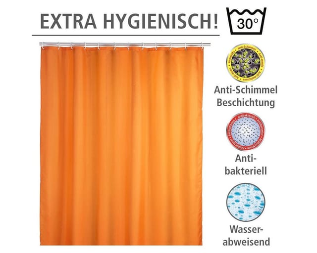 WENKO Duschvorhang »Anti-Schimmel«, BxH: 180 x 200 cm, Uni, orange